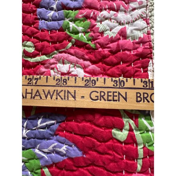 Pottery Barn teen Handcrafted Quilt Block Print vintage pink floral girls cotton - Picture 13 of 16